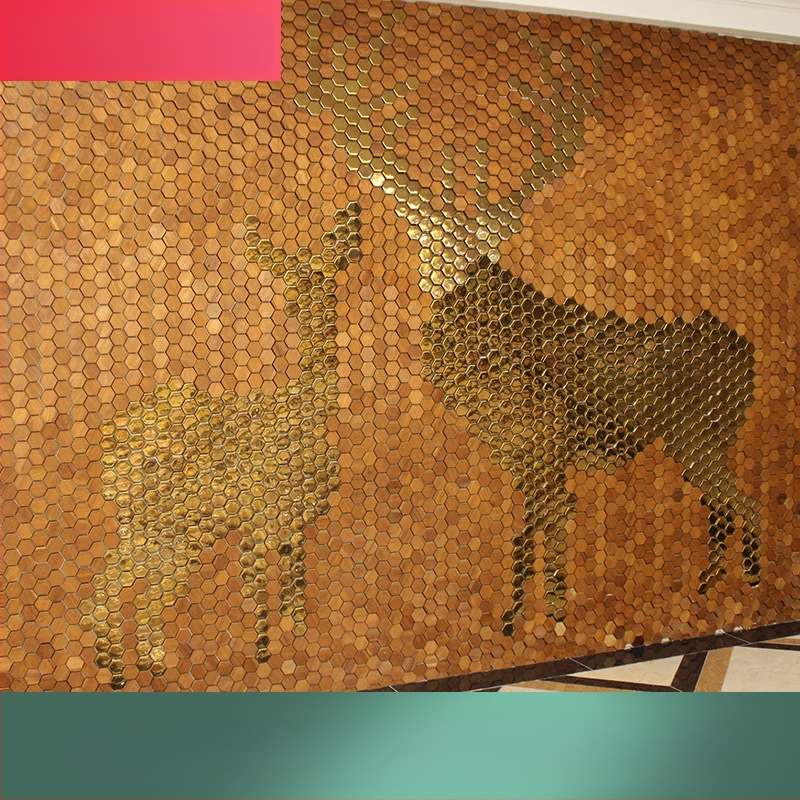 Стенно мозайково плочка - шестоъгълна мозаика, дървесен модел, полуматов финиш, модел A003