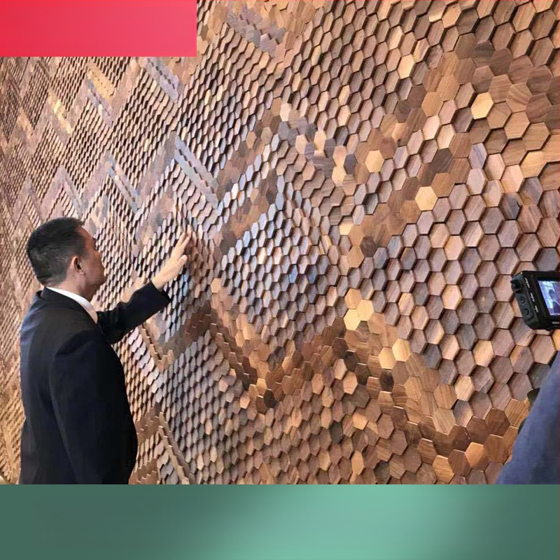 Стенно мозайково плочка - шестоъгълна мозаика, дървесен модел, полуматов финиш, модел A003