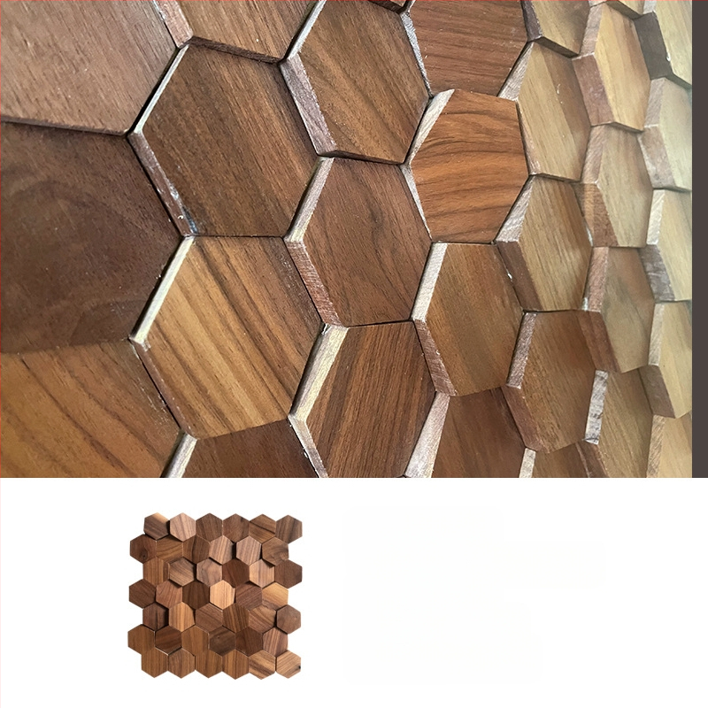 Стенно мозайково плочка - шестоъгълна мозаика, дървесен модел, полуматов финиш, модел A003