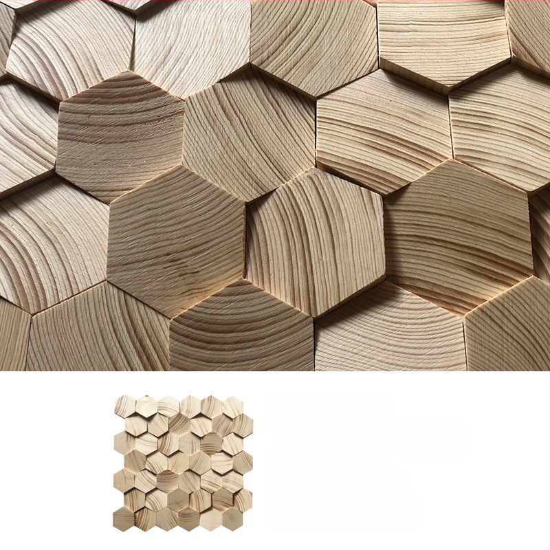 Стенно мозайково плочка - шестоъгълна мозаика, дървесен модел, полуматов финиш, модел A003