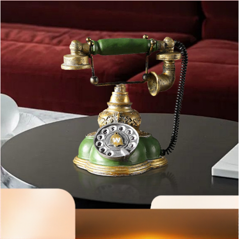 Ornament telefon retro din rășină, lucrat manual, pușculiță pentru casă