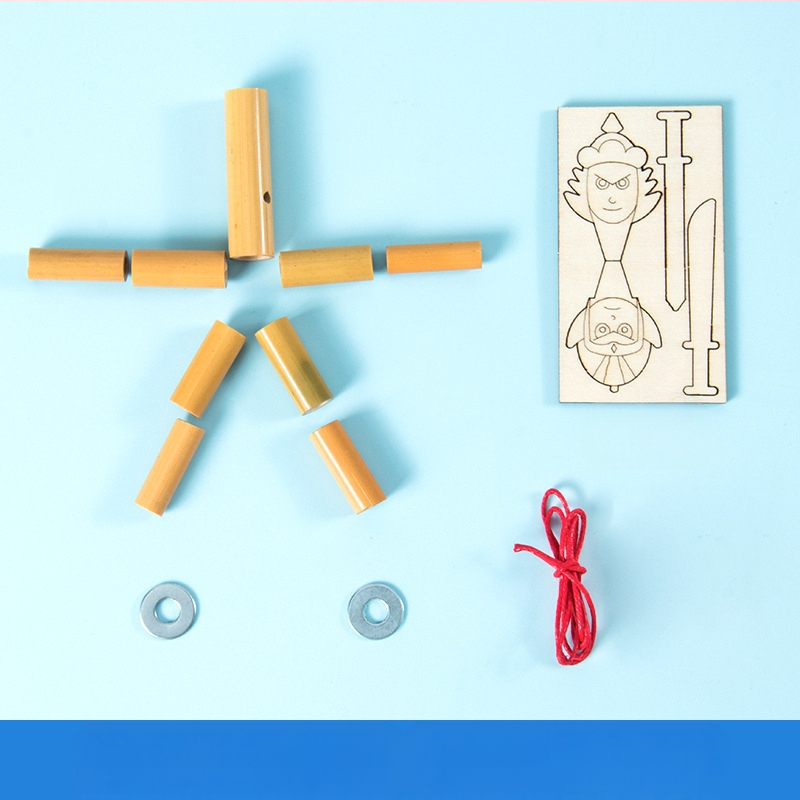 DIY zinātnes eksperimentu komplekts: bambusa locītā figūra divu spēlētāju cīņai, rokdarbi bērniem, vecums 7–14