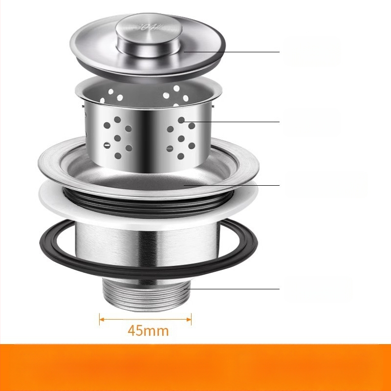 Win the bully Set odvoda za kuhinju s dvostrukim sudoperom – Model 10126, 304 nehrđajući čelik + ABS plastika, Moderan minimalistički stil