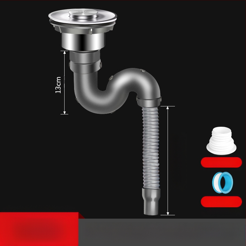 Win the bully Set odvoda za kuhinju s dvostrukim sudoperom – Model 10126, 304 nehrđajući čelik + ABS plastika, Moderan minimalistički stil