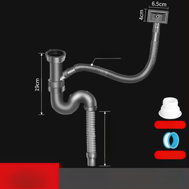 Win the bully Set odvoda za kuhinju s dvostrukim sudoperom – Model 10126, 304 nehrđajući čelik + ABS plastika, Moderan minimalistički stil