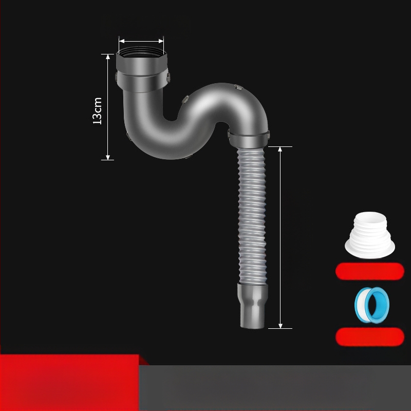 Win the bully Set odvoda za kuhinju s dvostrukim sudoperom – Model 10126, 304 nehrđajući čelik + ABS plastika, Moderan minimalistički stil