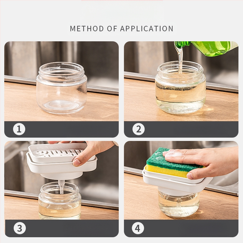 Γυάλινος διανομέας υγρού πλυσίματος πιάτων με χειροκίνητο μηχανισμό πίεσης, μοντέρνο μινιμαλιστικό στυλ