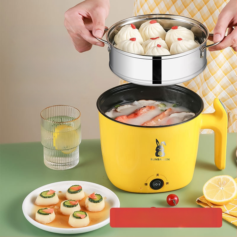 Електрическа мултифункционална готварска тенджера, 600W; пара, пържене, готвене, задушаване, горещо готвене; подходяща за 1–2 порции; вътрешен съд от неръждаема стомана; 110V