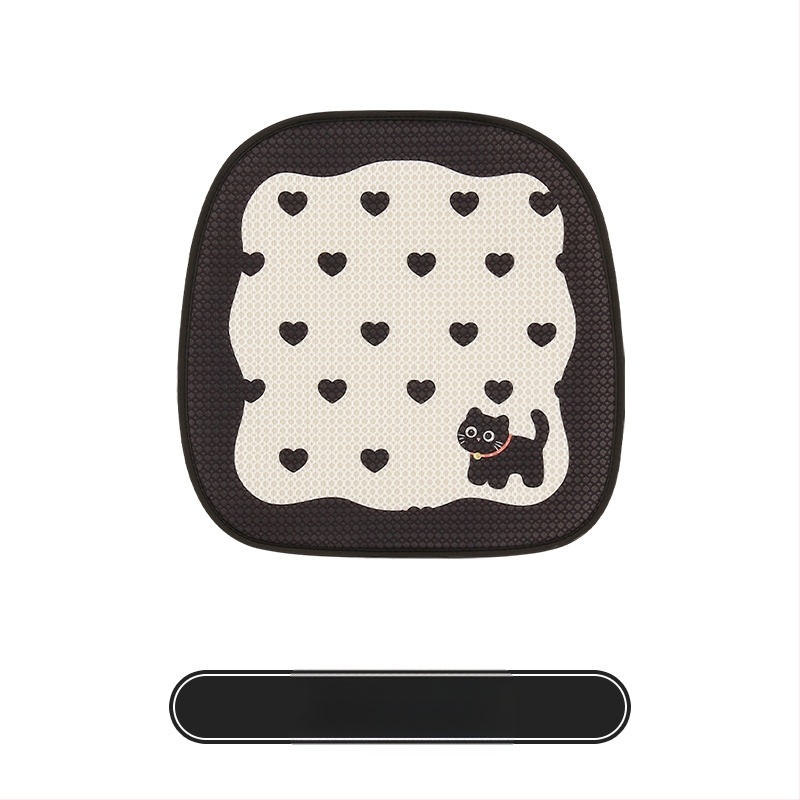 Покривало за автомобилни седалки с дизайн на котка в анимационен стил, универсално за всички сезони, тризчастен комплект, нейлонова тъкан с пълнител от памук, марка 007