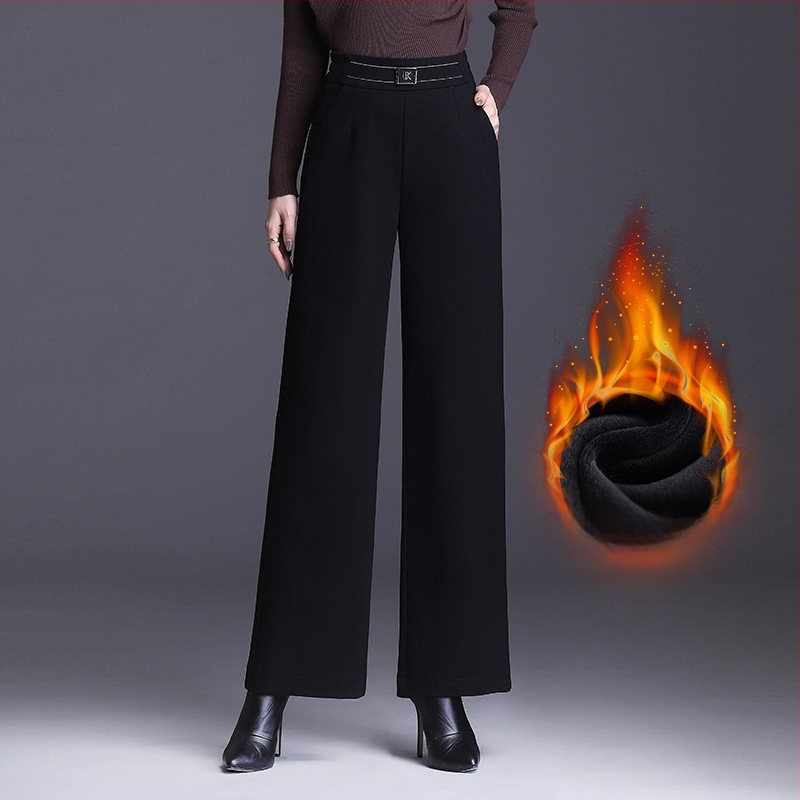 Γυναικείες χαλαρές παντελόνες με ψηλή μέση - παχύς πολυεστέρας (90-95%), μικροελαστικότητα, καθημερινό στυλ μετακινήσεων