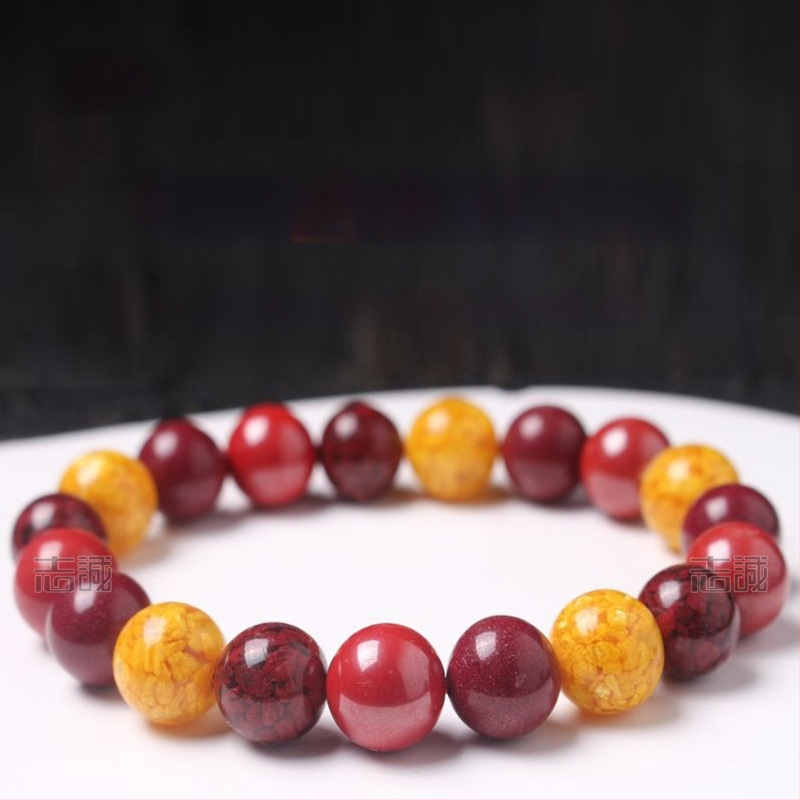 Cinabro apyrankė, poliruotas paviršius, unisex, kinų stilius, literatūrinis retro