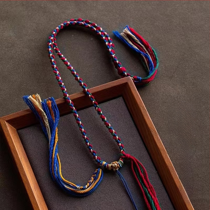 Κρεμαστό σκοινιού με έθνικ στυλ, χειροποίητο πλέξιμο από βαμβακερό νήμα, χειμώνας 2024