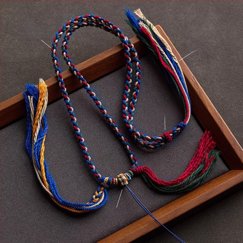 Κρεμαστό σκοινιού με έθνικ στυλ, χειροποίητο πλέξιμο από βαμβακερό νήμα, χειμώνας 2024