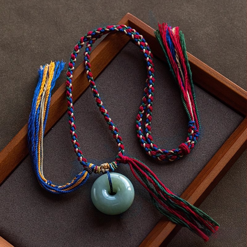 Κρεμαστό σκοινιού με έθνικ στυλ, χειροποίητο πλέξιμο από βαμβακερό νήμα, χειμώνας 2024