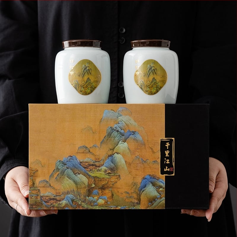 Keraminis arbatos indas su dovanų dėžute, matinė apdaila, retro stilius, Fang Li prekės ženklas, logotipo pritaikymas, svoris 1,5 kg