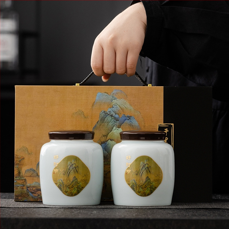 Keraminis arbatos indas su dovanų dėžute, matinė apdaila, retro stilius, Fang Li prekės ženklas, logotipo pritaikymas, svoris 1,5 kg