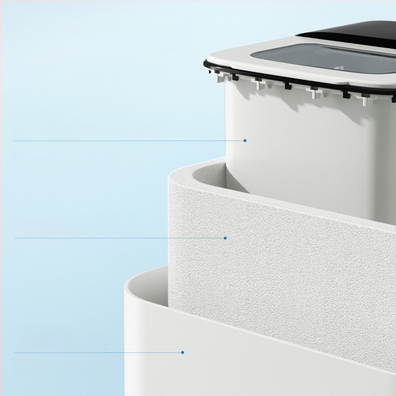 Leshi ledų gamintojas ZB08 – 220V, 100W, talpa 1,5 L, tinka 1–5 asmenims, visiškai automatizuotas apvalių ledinių kubelių gaminimo įrenginys