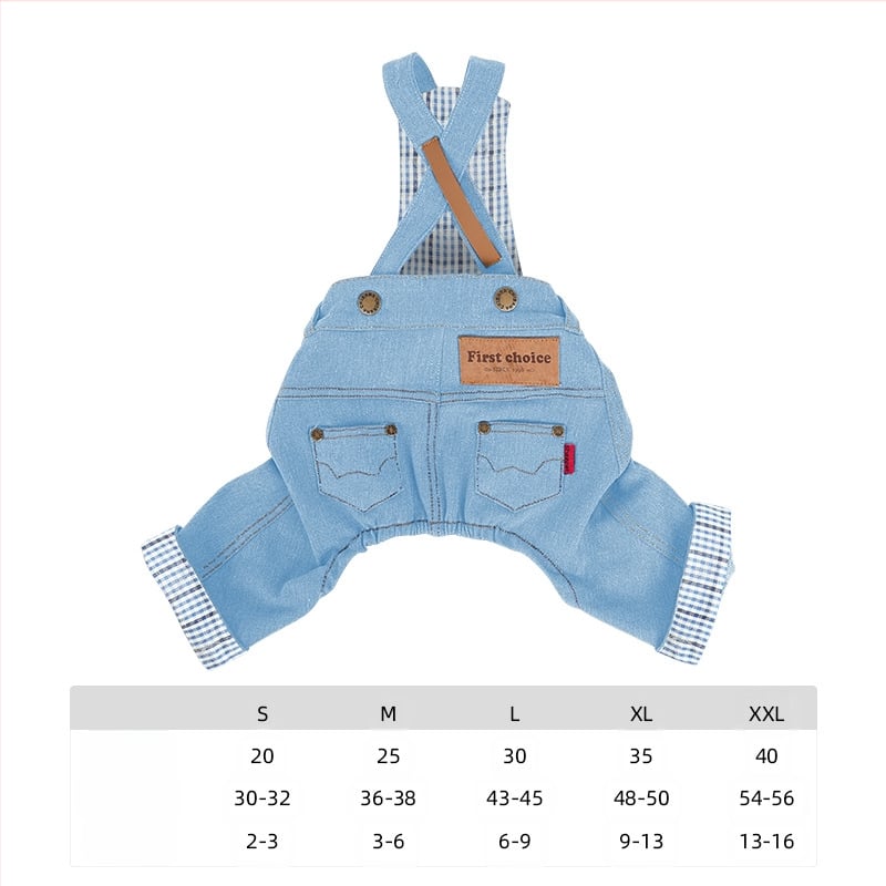 CheePet Kauboja stiliaus džinisiniai kombinezonai šunims – unisex naminių gyvūnų drabužiai