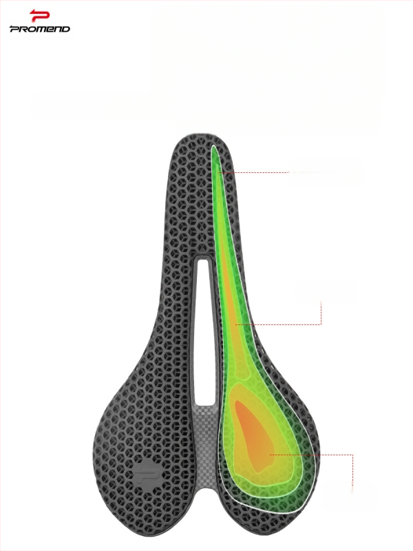 PROMEND Dviratininko sėdynė SD-585, 3D spausdintas anglies pluošto lankas, odos paviršius su medaus lizdo raštu, nailono apatinė korpusas, tinka kalnų dviračiams