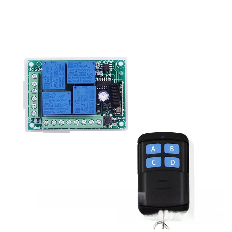 Belaidis keturių mygtukų nuotolinio valdymo jungiklio rinkinys – DC 3V, KT06 + KR1204-4, skirtas vartoms, motorams, apšvietimui ir roletėms