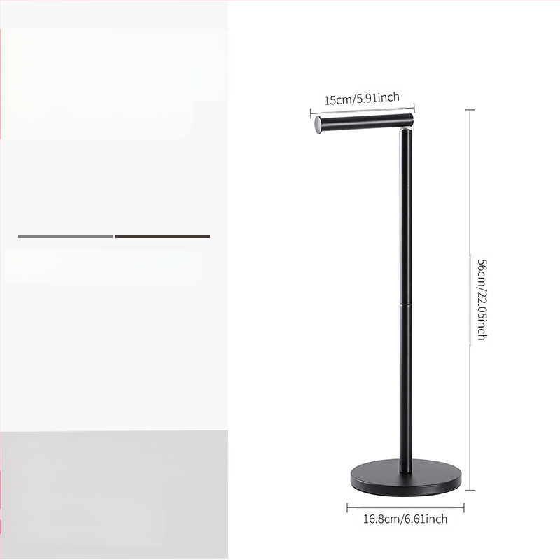 Nerūdijančio plieno laikiklis tualetiniam popieriui, pastatomas ant grindų, apvalus formos, šiuolaikiško minimalistinio stiliaus, paviršiaus šlifavimo ir miltelinis dengimas