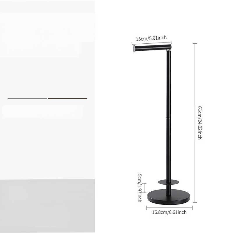 Nerūdijančio plieno laikiklis tualetiniam popieriui, pastatomas ant grindų, apvalus formos, šiuolaikiško minimalistinio stiliaus, paviršiaus šlifavimo ir miltelinis dengimas