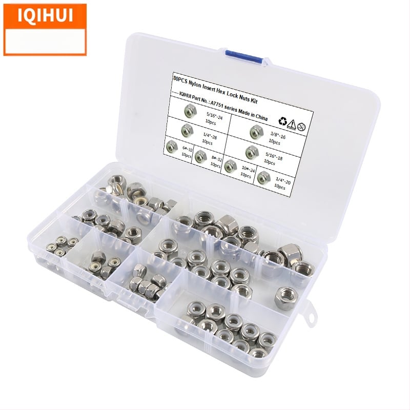 IQIHUI 304 nehrđajući čelik matica s umetkom od najlona, standard B18.16.6