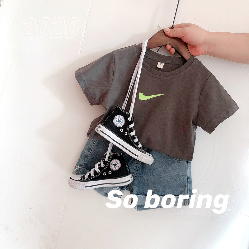 Παιδικό T-Shirt Kiss Baby, κορεάτικου στυλ με στρογγυλή λαιμόκοψη και κοντά μανίκια, 95% απαλό βαμβάκι πλεκτό ύφασμα, για παιδιά 3-8 ετών, καλοκαίρι, απομάκρυνση υγρασίας