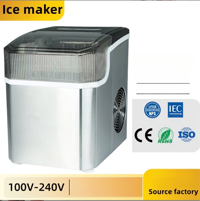 Kompaktiška nerūdijančio plieno ledų gamybos įranga, visiškai automatizuota; talpa 1,5 L, įtampa 100-240V, galia 85W