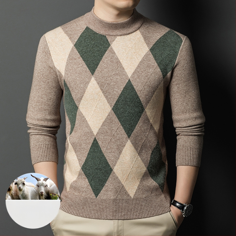 Vyriskas megztinis su pusaukštu kaklu, siauras kirpimas, 30–35% vilnos, vilnos-nailono mišinys, skalbimas skalbimo mašinoje