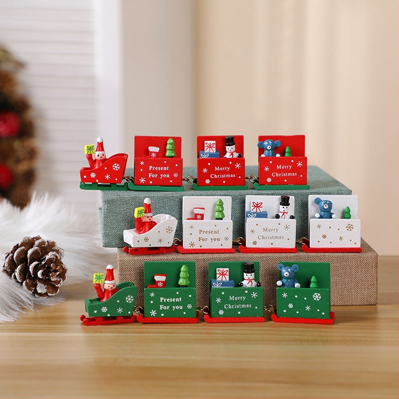 Koka Ziemassvētku vilciena dekors bērniem (Materiāls: koks; Zīmols: Hobab; Stils: Animēts; Pasākums: Ziemassvētki)