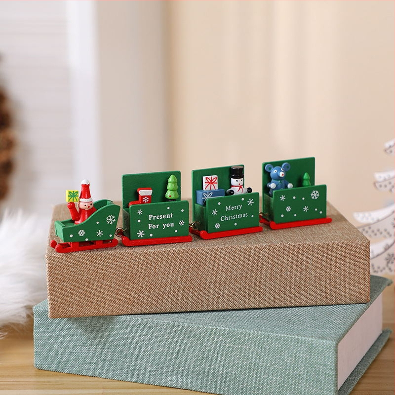 Koka Ziemassvētku vilciena dekors bērniem (Materiāls: koks; Zīmols: Hobab; Stils: Animēts; Pasākums: Ziemassvētki)