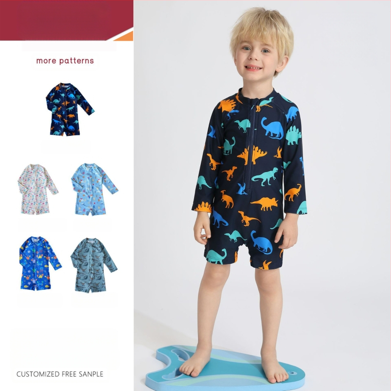 Laste pikkade varrukatega üheosaline ujumistrikoo UV-kaitse ja kiireks kuivamiseks, polüester, tüdrukutele 1–8-aastastele