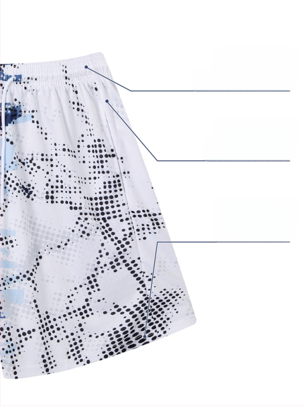 Unisex plaukimo šortai su atspaudu, poliesterio pluošto mišinys, 100% poliesterio pamušalas, tinkami plaukimui ir vandens sportams