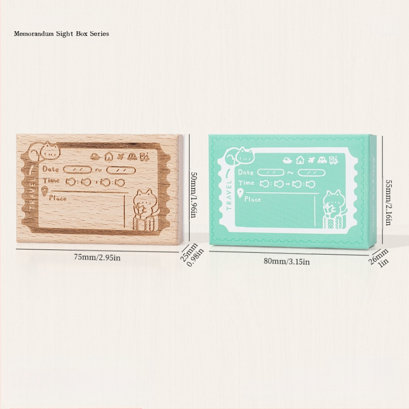 Medinė planavimo spauda su retro katės motyvu, animacinio stiliaus, pusiau rankinis ir pusiau mechaninis gaminimas, Meow Box serija, tinkama dovana