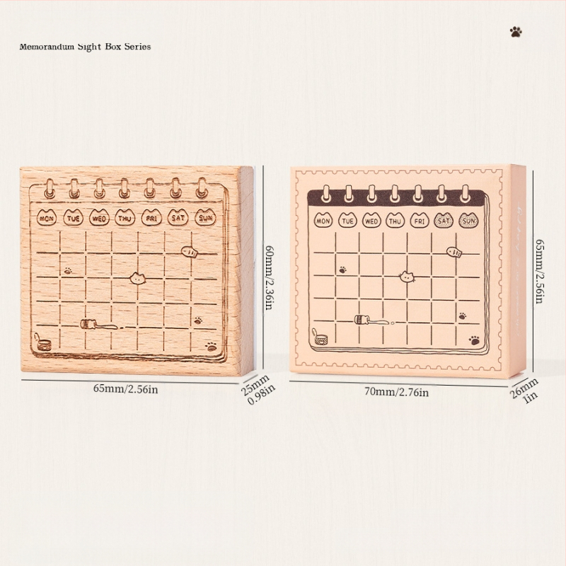 Medinė planavimo spauda su retro katės motyvu, animacinio stiliaus, pusiau rankinis ir pusiau mechaninis gaminimas, Meow Box serija, tinkama dovana