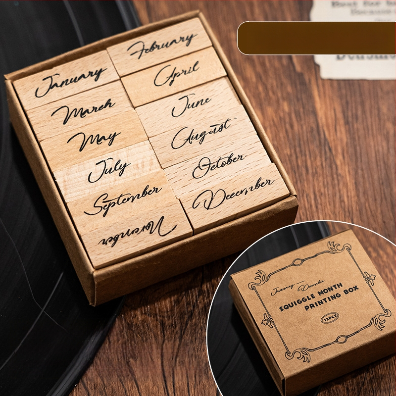 Xiami medinis dienoraščio antspaudų rinkinys – mėnesio ir savaitės žymės, spausdinimo technika