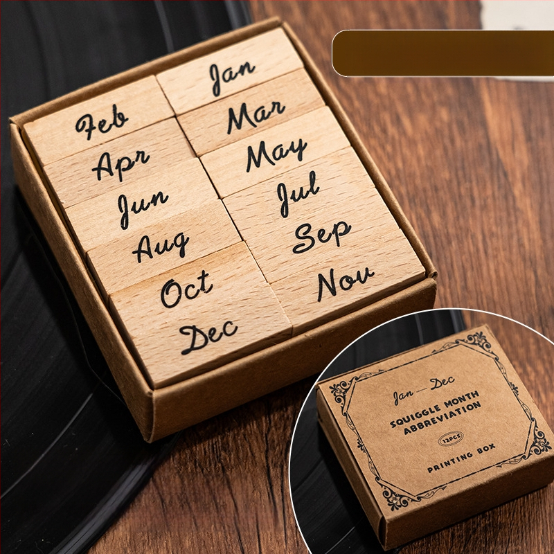 Xiami medinis dienoraščio antspaudų rinkinys – mėnesio ir savaitės žymės, spausdinimo technika