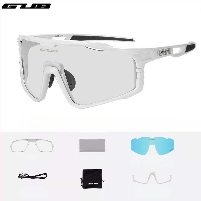 GUB 8000 Dviračių akiniai: poliarizuoti, vėjo atsparūs, dienos-nakties dviguba naudojimas, keičiamų objektyvų