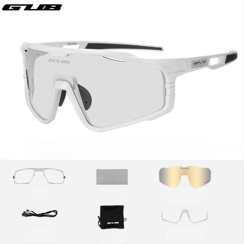 GUB 8000 Dviračių akiniai: poliarizuoti, vėjo atsparūs, dienos-nakties dviguba naudojimas, keičiamų objektyvų