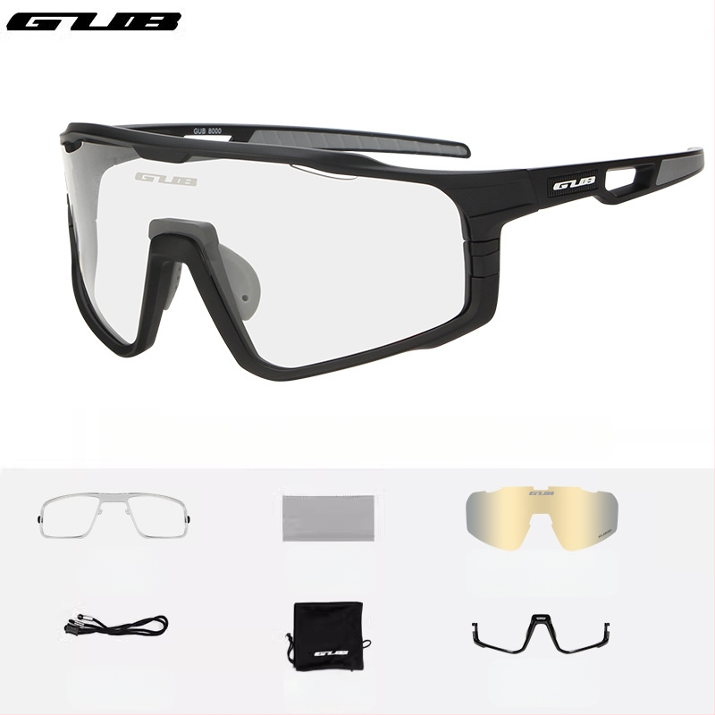 GUB 8000 Dviračių akiniai: poliarizuoti, vėjo atsparūs, dienos-nakties dviguba naudojimas, keičiamų objektyvų