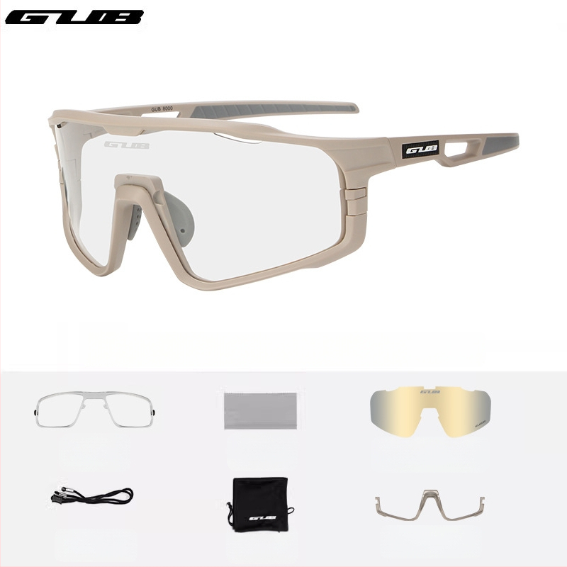 GUB 8000 Dviračių akiniai: poliarizuoti, vėjo atsparūs, dienos-nakties dviguba naudojimas, keičiamų objektyvų
