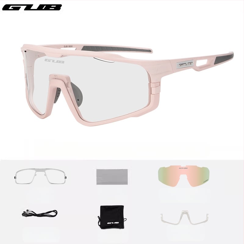 GUB 8000 Dviračių akiniai: poliarizuoti, vėjo atsparūs, dienos-nakties dviguba naudojimas, keičiamų objektyvų