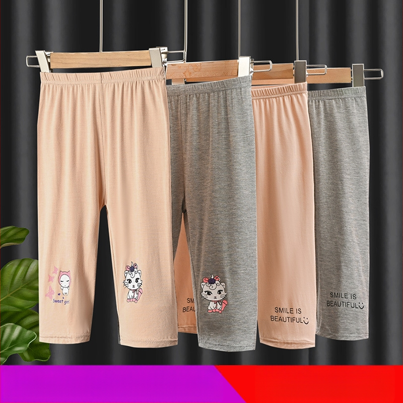 Ελαφρά παιδικά capri κολάν για κορίτσια, Capri μήκος, μεσαίας μέσης, 80% βισκόζη, κορεατικού στυλ, για ηλικίες 3–8 ετών