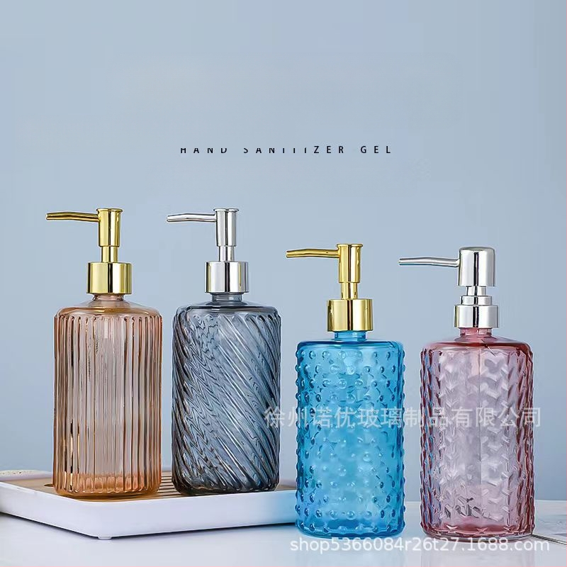 Stiklinė pompinė buteliukas rankų dezinfekcijai, šampūnui, dušo geliui ir skystam muilui – medžiaga: stiklas; siurblys; universalus panaudojimas; prekės ženklas Noyou
