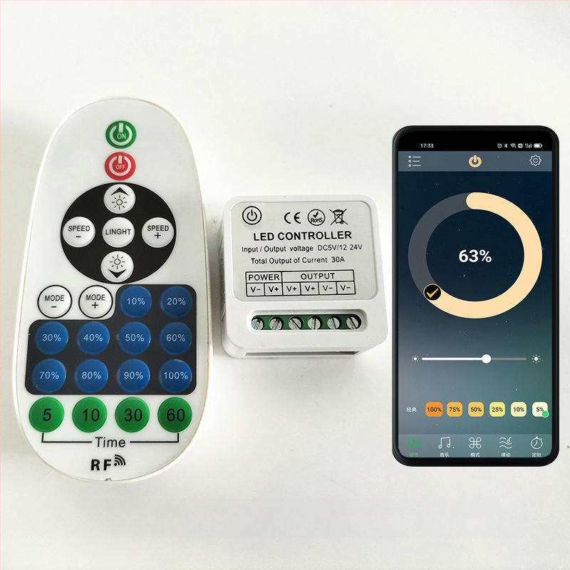 ZHENHUA KY-RF23-D1 RF димер за ниско напрежение LED ленти, DC12-24V, RF23-key дистанционно управление