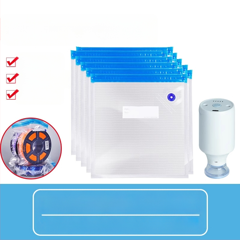 3D spausdinimo filamentų vakuuminės laikymo kišenės, PA+PE medžiaga, vakuuminis suspaudimo tipas, rinkinys 260 vnt., su siurbliu