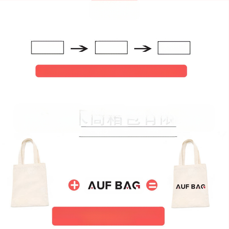 Pritaikoma drobės pirkinių tašė su dugnu ir šonais, šilumos perdavimo spauda