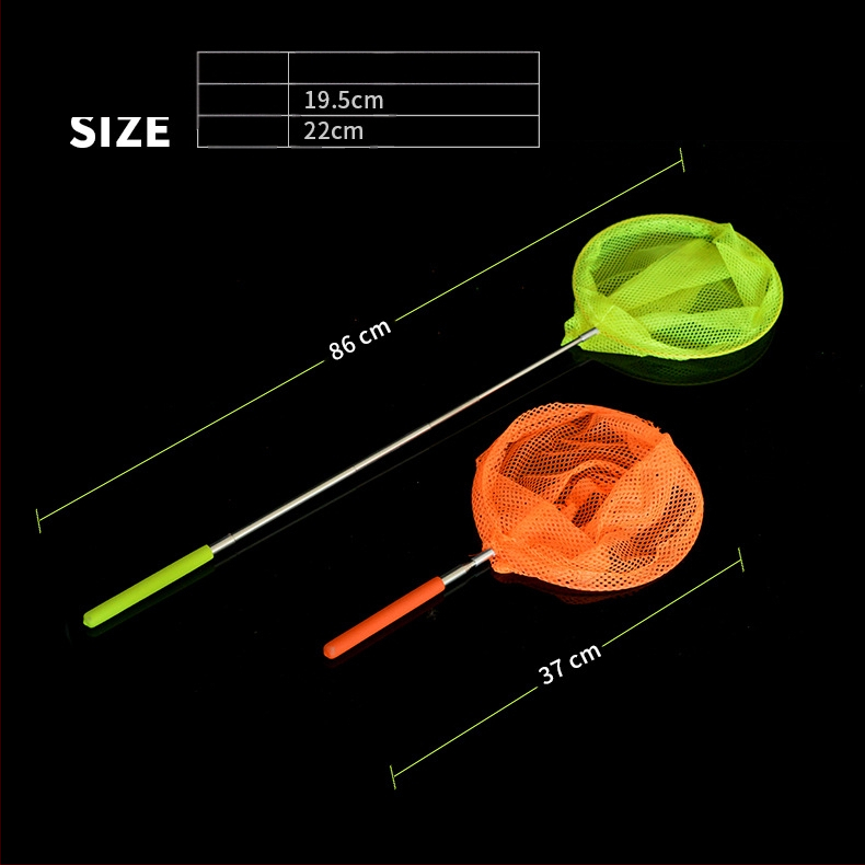 Nerūdijančio plieno ištraukiamas tinklas vabzdžiams gaudyti ir žvejoti, lauko šeimos naudojimui, su maža tinklo galva