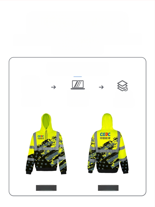 Φούτερ με κουκούλα για εργασία, 3D ψηφιακή εκτύπωση λογότυπου, ανακλαστικό, κύριο ύφασμα 75% βαμβάκι, επένδυση 65% βαμβάκι, για άνδρες